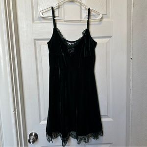 Killstar Emerald Velvet Lace Up Dress